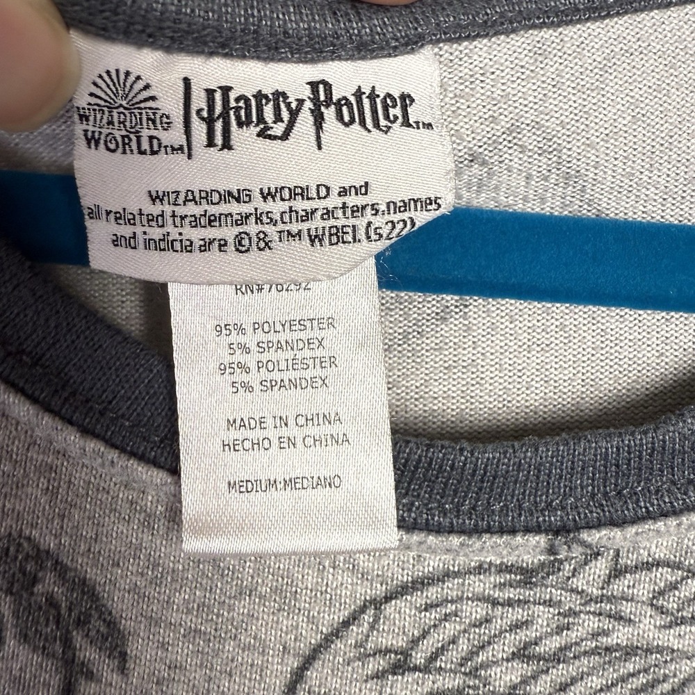 Wizarding World Harry Potter Gray Owl Glasses Print Cozy Pajama Shirt MEDIUM - Picture 3 of 4